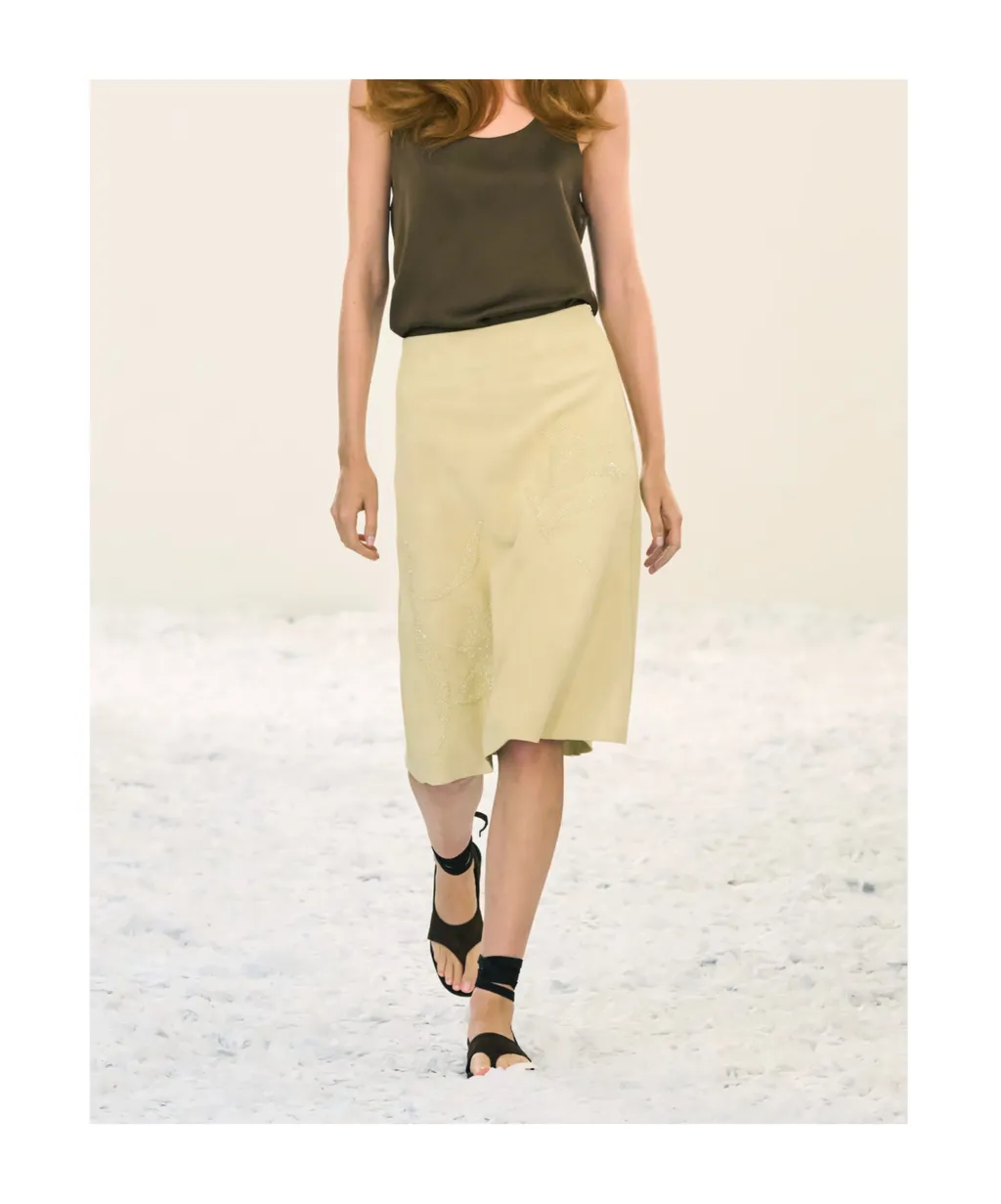 Dafne Embellished Suede Midi Skirt