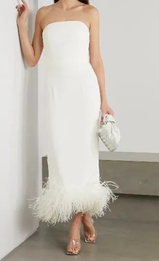 Minelli Feather-Trim Midi Dress