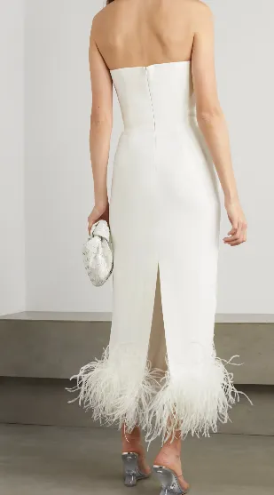 Minelli Feather-Trim Midi Dress