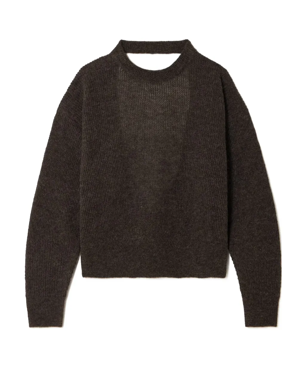 Backless Ribbed Knitted Sweater