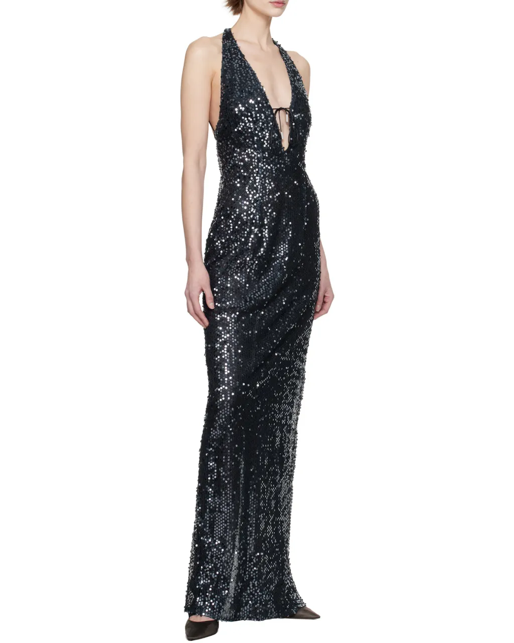 Eima Sequined Tulle Halterneck Gown