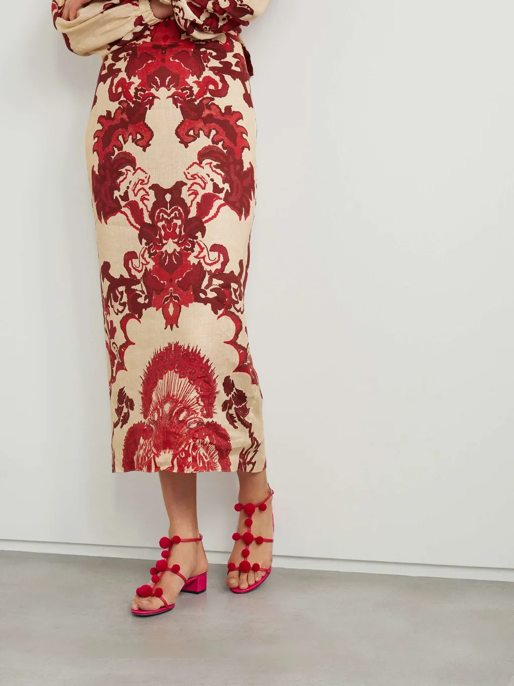 Pomp-Trimmed Sandals