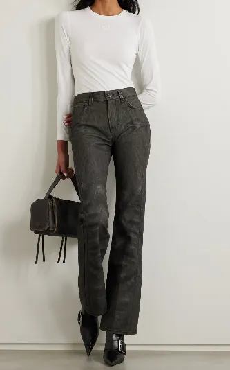 Floral-Print Mid-Rise Flared Jeans