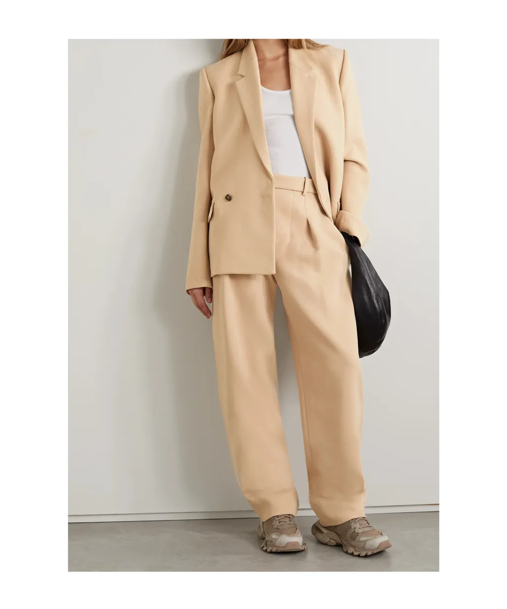 Pleated Wide-Leg Casual Pants