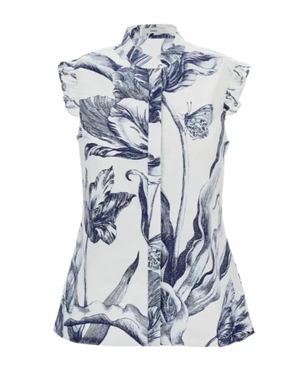 Floral-Print Sleeveless Shirt