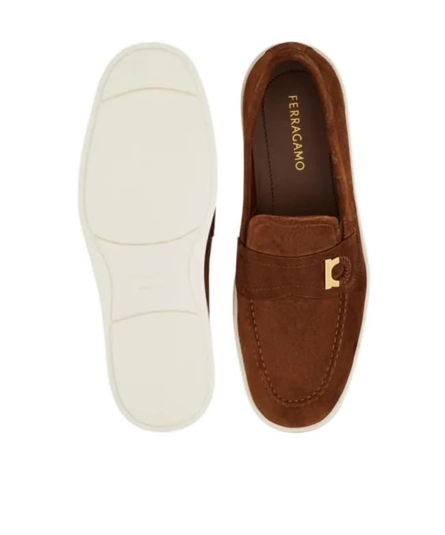 Boat Shoe Loafer With Gancini Detail