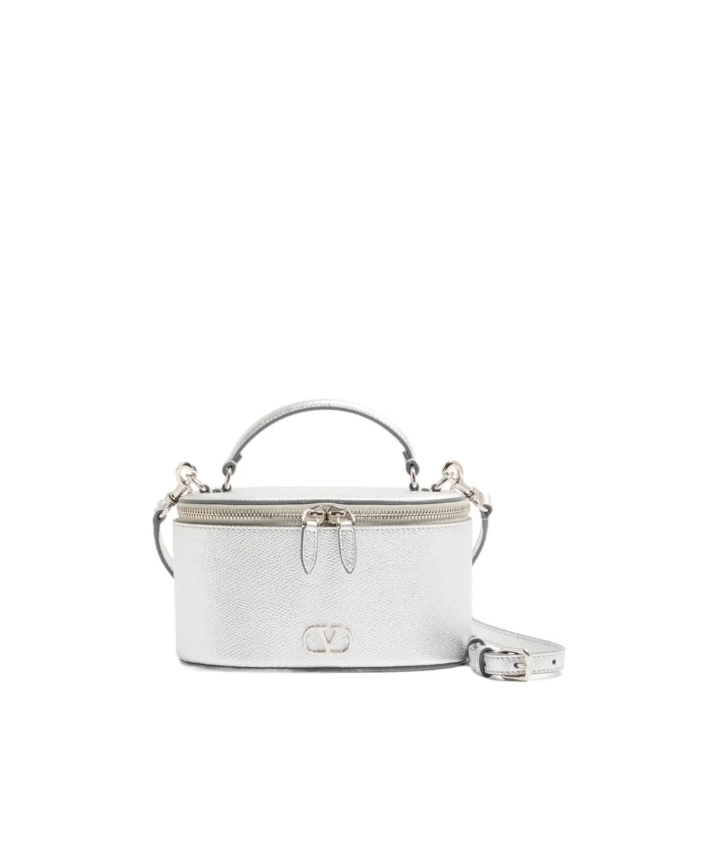 Vlogo Signature Mini Vanity Bag In Laminated Grainy Calfskin