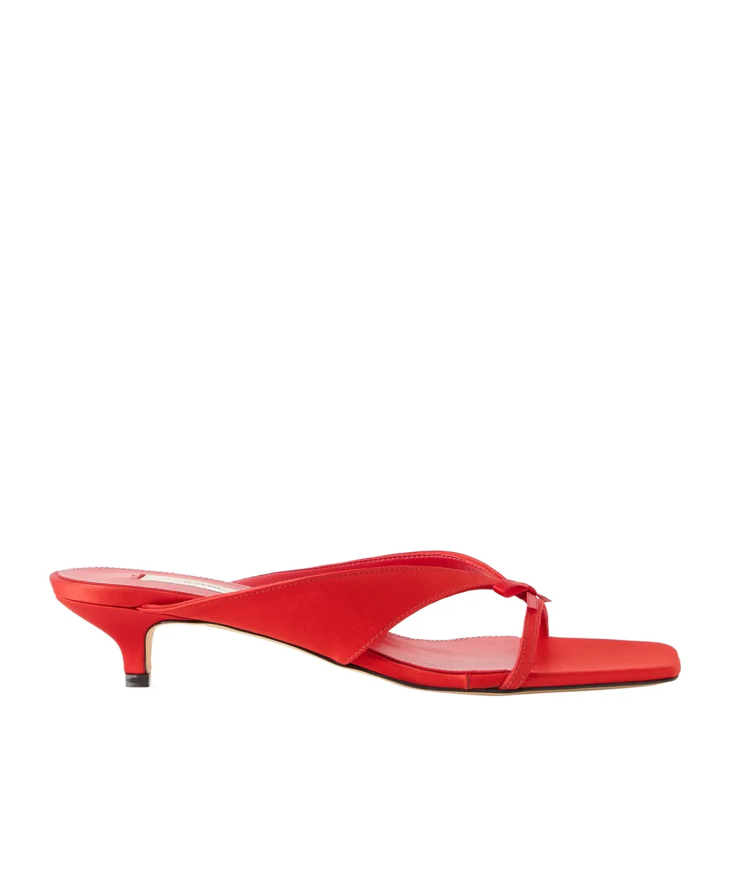 Bow-Decorated Satin High-Heeled Sandals