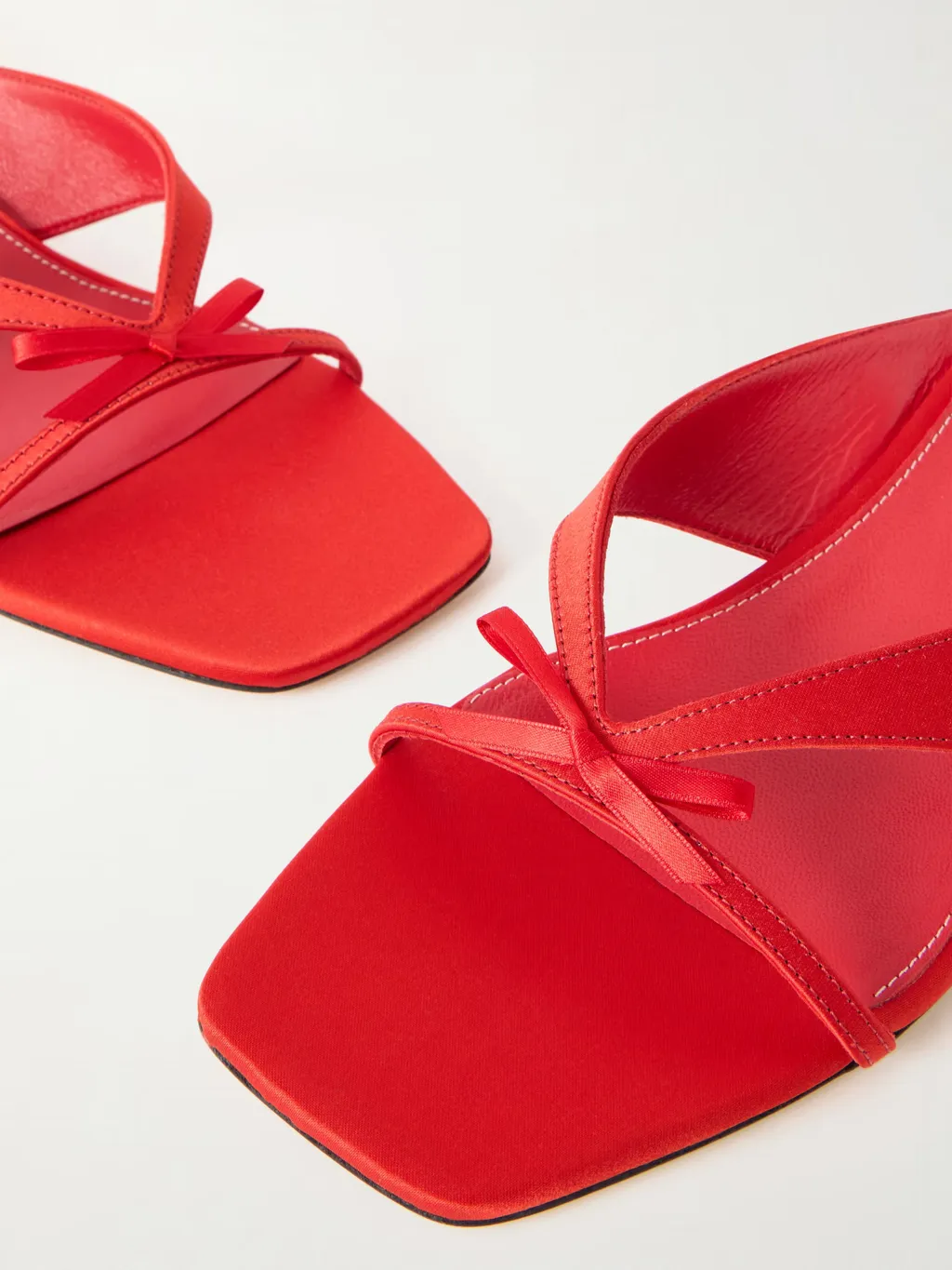 Bow-Decorated Satin High-Heeled Sandals