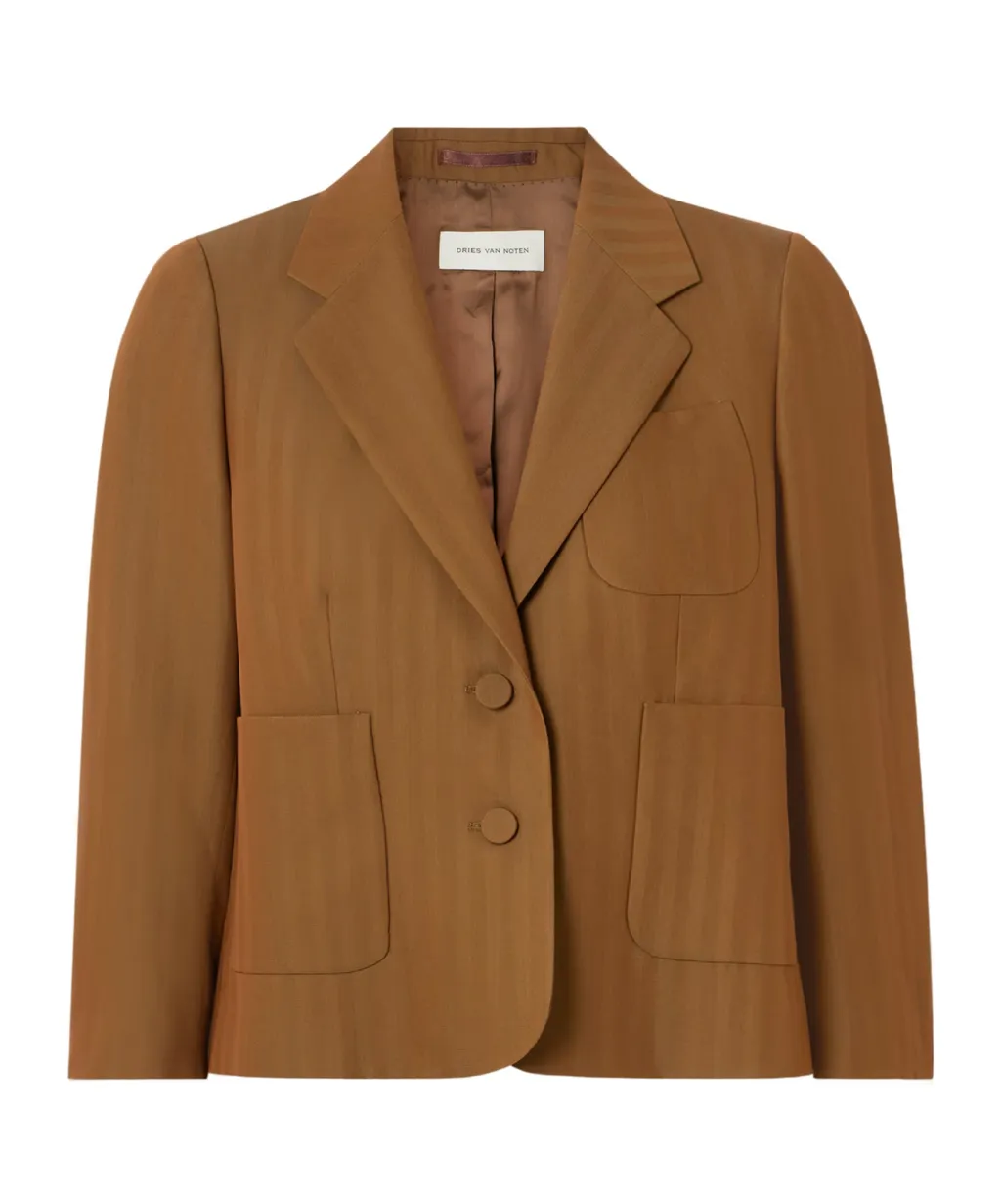 Cropped Striped Wool-Blend Twill Blazer