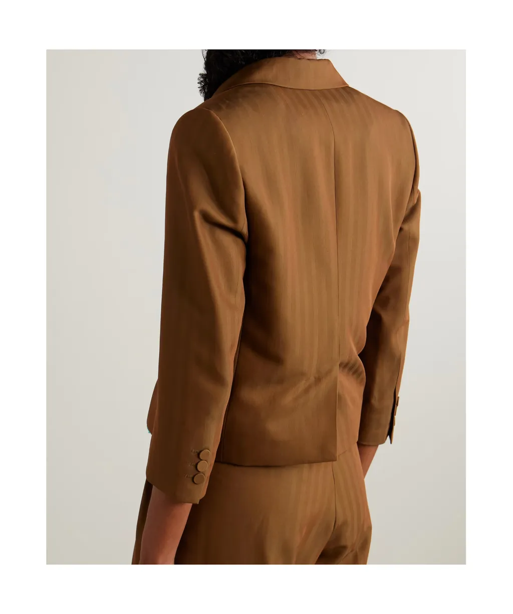Cropped Striped Wool-Blend Twill Blazer