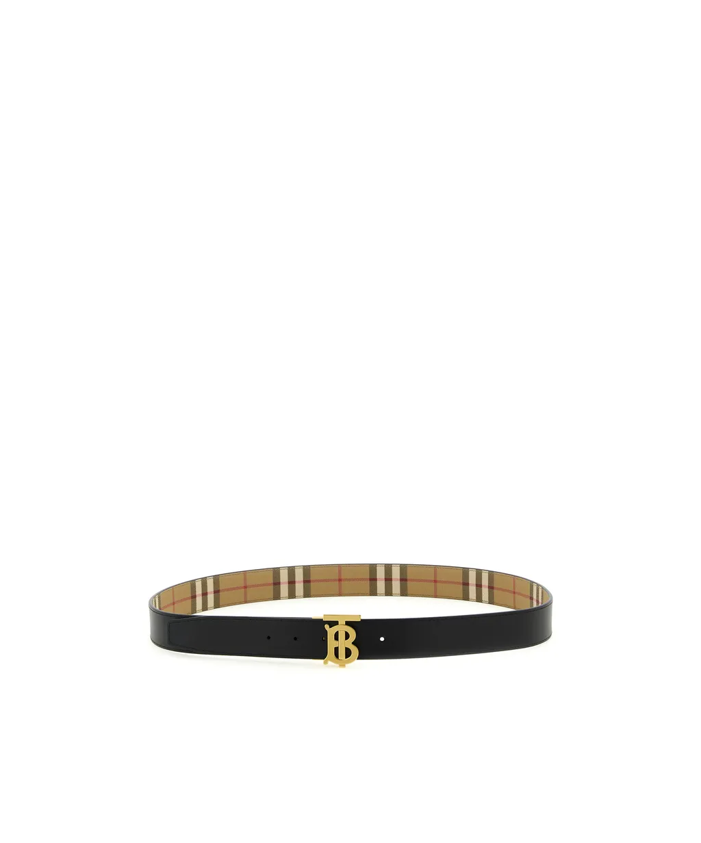 Burberry Tb Buckle Checked Reversible Belt