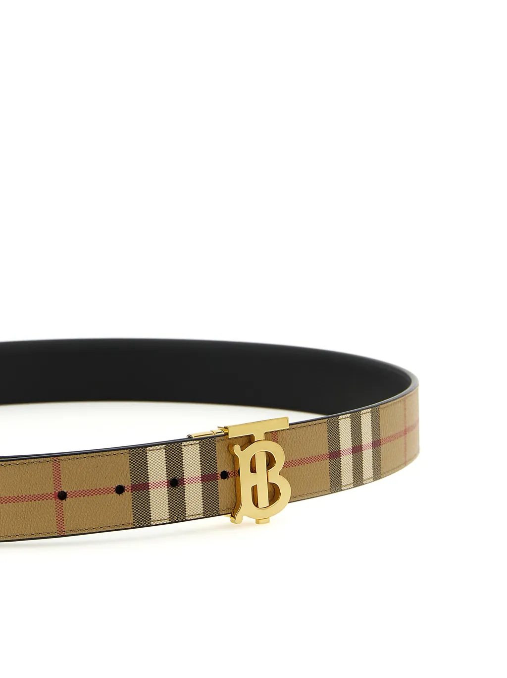 Burberry Tb Buckle Checked Reversible Belt