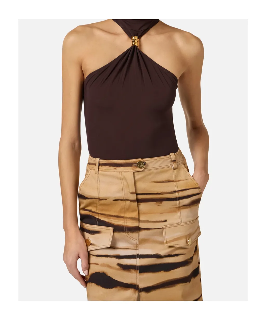 Elisabetta Franchi Embellished High-Neck Bodysuit