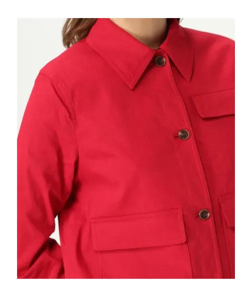 Button-Fastening Flap-Pocket Jacket