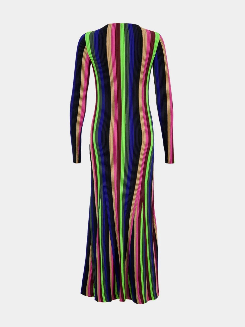 Striped-Pattern Long-Sleeve Dress