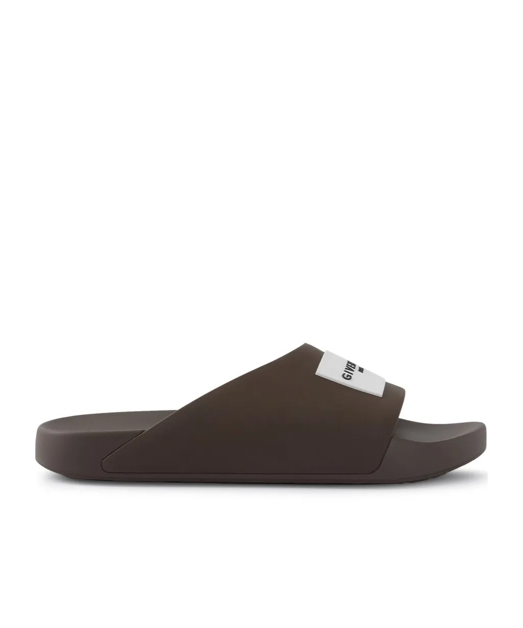 Label Slide Flat Mules In Rubber