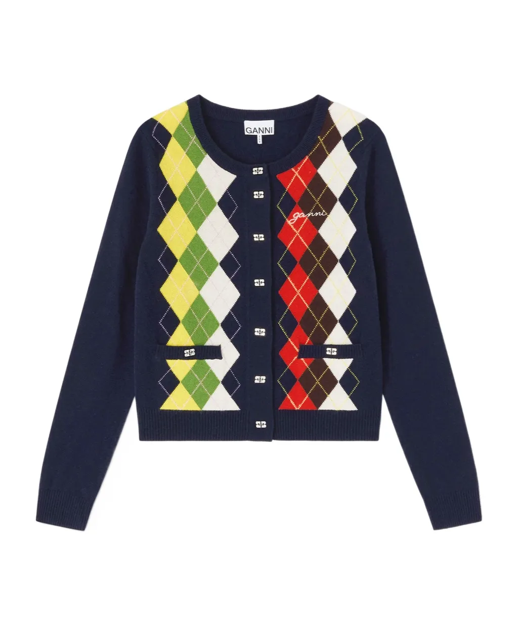 Argyle Print Cardigan