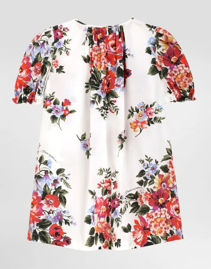 Dolce & Gabbana Kids Flower Patterned Crewneck Dress