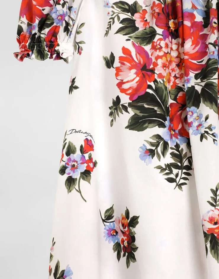 Dolce & Gabbana Kids Flower Patterned Crewneck Dress