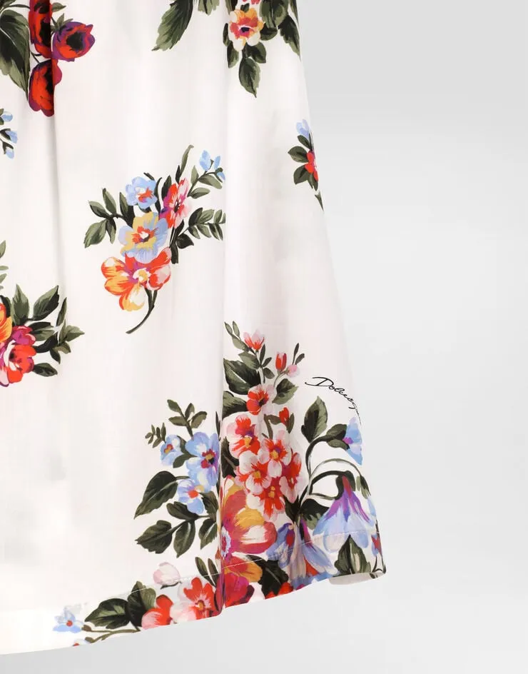 Dolce & Gabbana Kids Flower Patterned Crewneck Dress