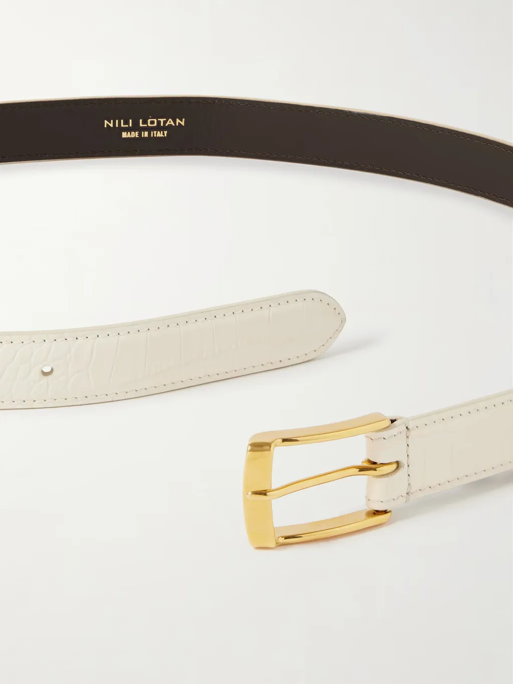 Dana Crocodile-Patterned Leather Belt