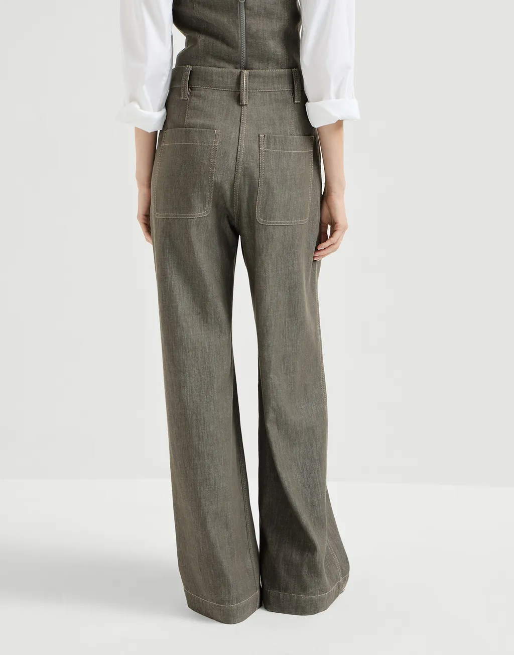 Denim-Effect Pleated Trousers