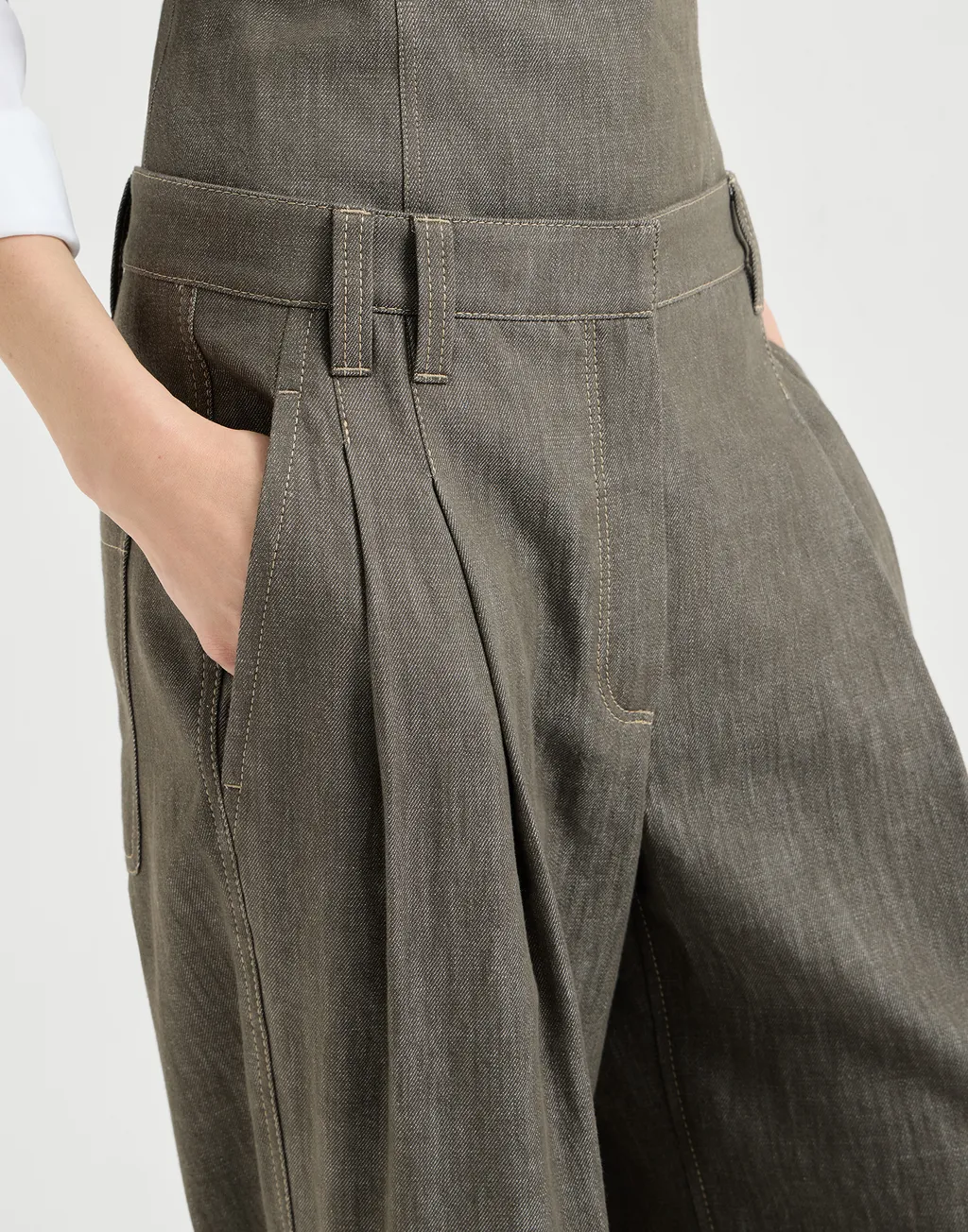 Denim-Effect Pleated Trousers