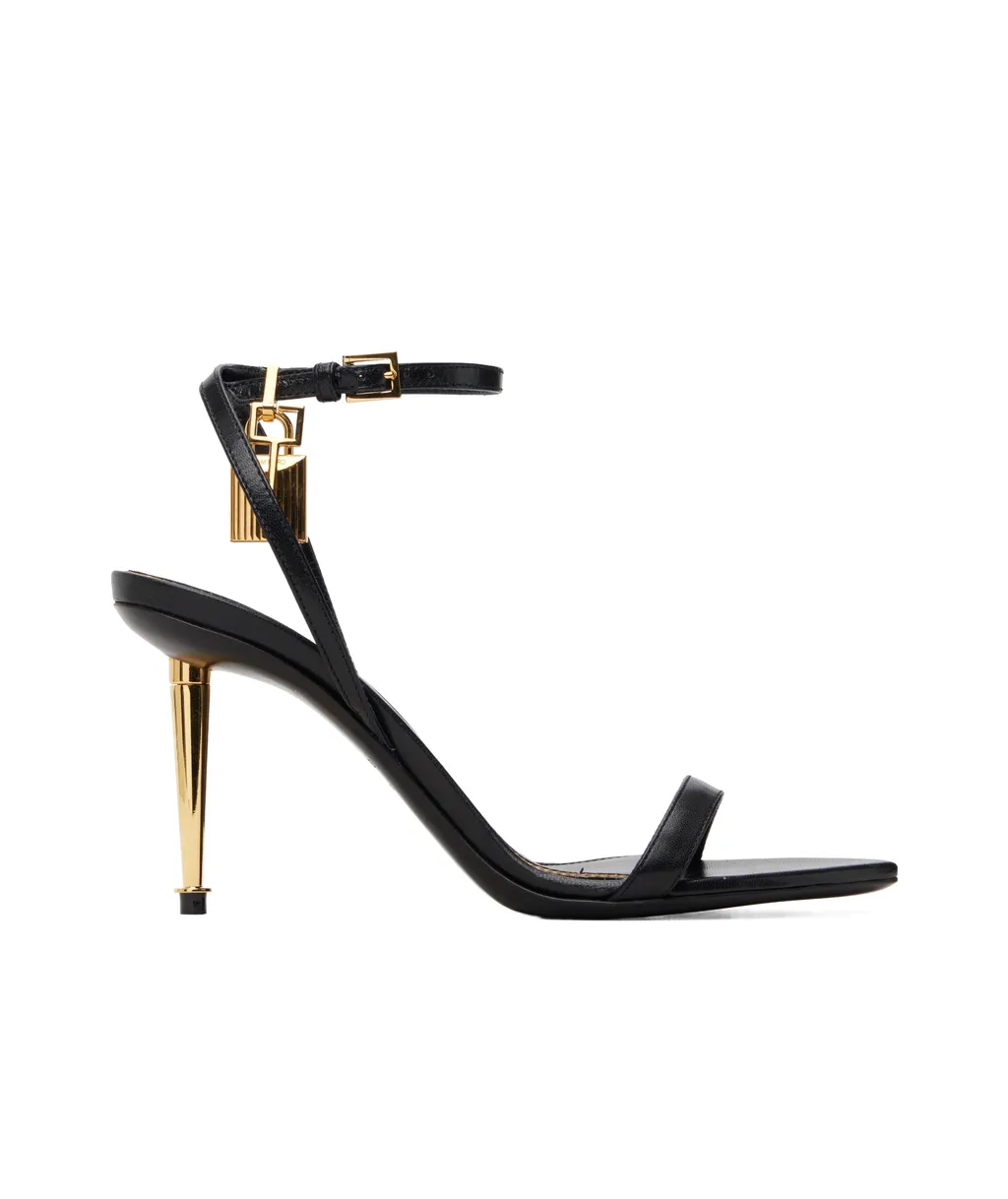 Lock-Shaped Pointed-Toe Open-Toe Sandals