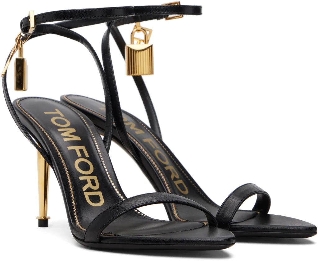 Lock-Shaped Pointed-Toe Open-Toe Sandals
