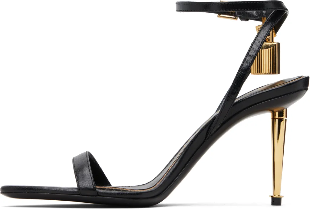 Lock-Shaped Pointed-Toe Open-Toe Sandals