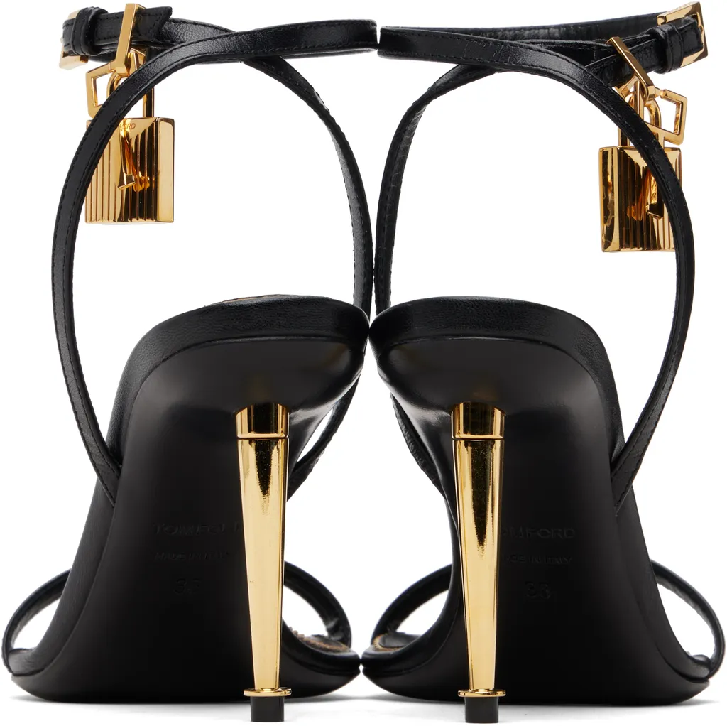 Lock-Shaped Pointed-Toe Open-Toe Sandals