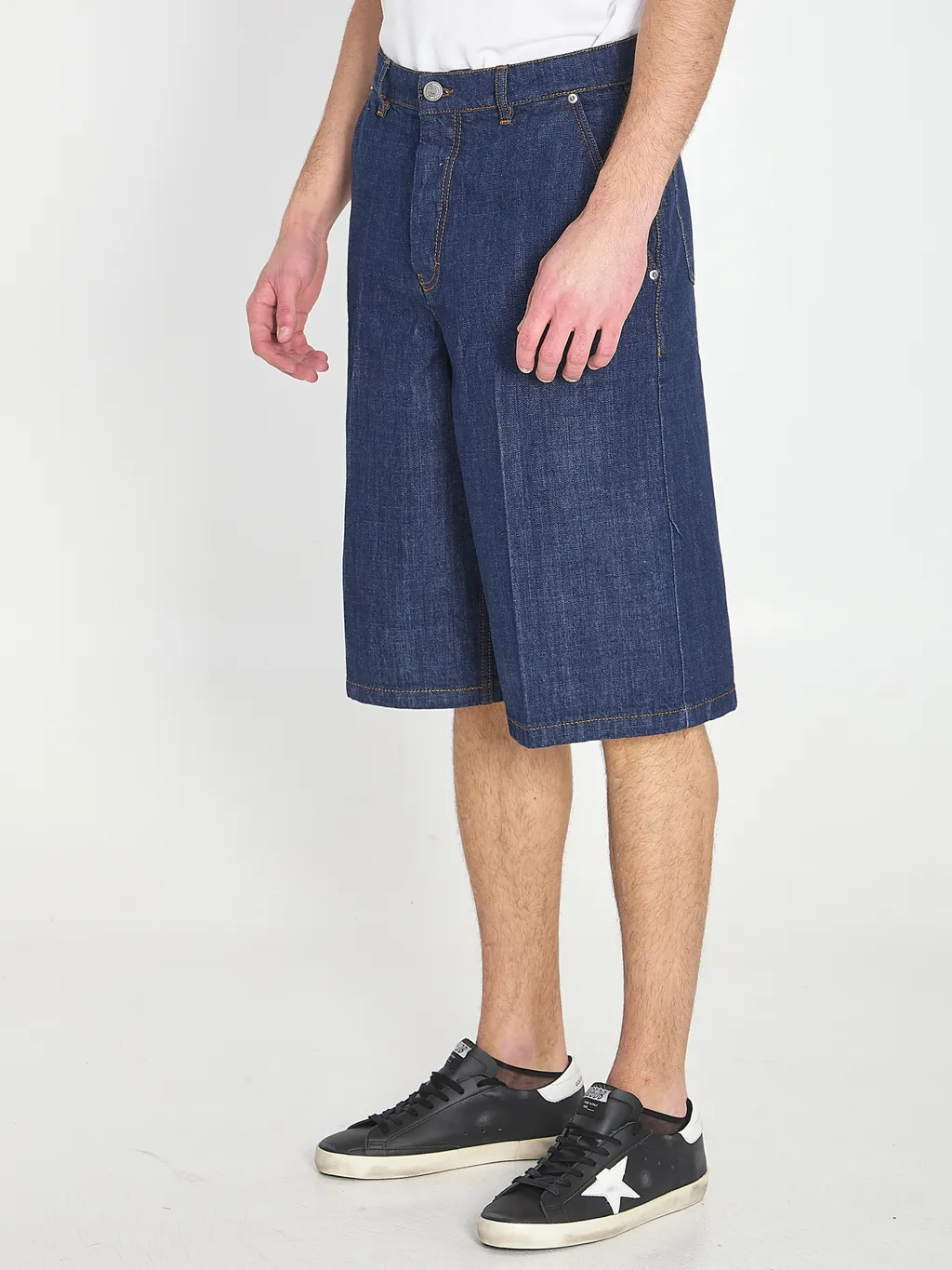 Ami Paris Pressed Crease Denim Bermuda Shorts