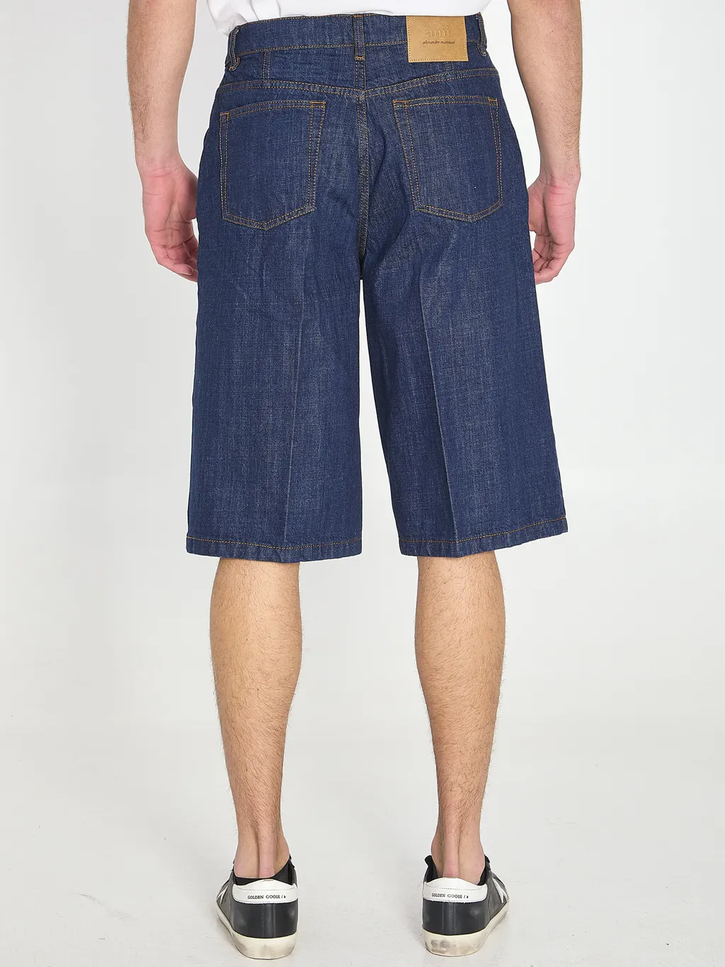 Ami Paris Pressed Crease Denim Bermuda Shorts