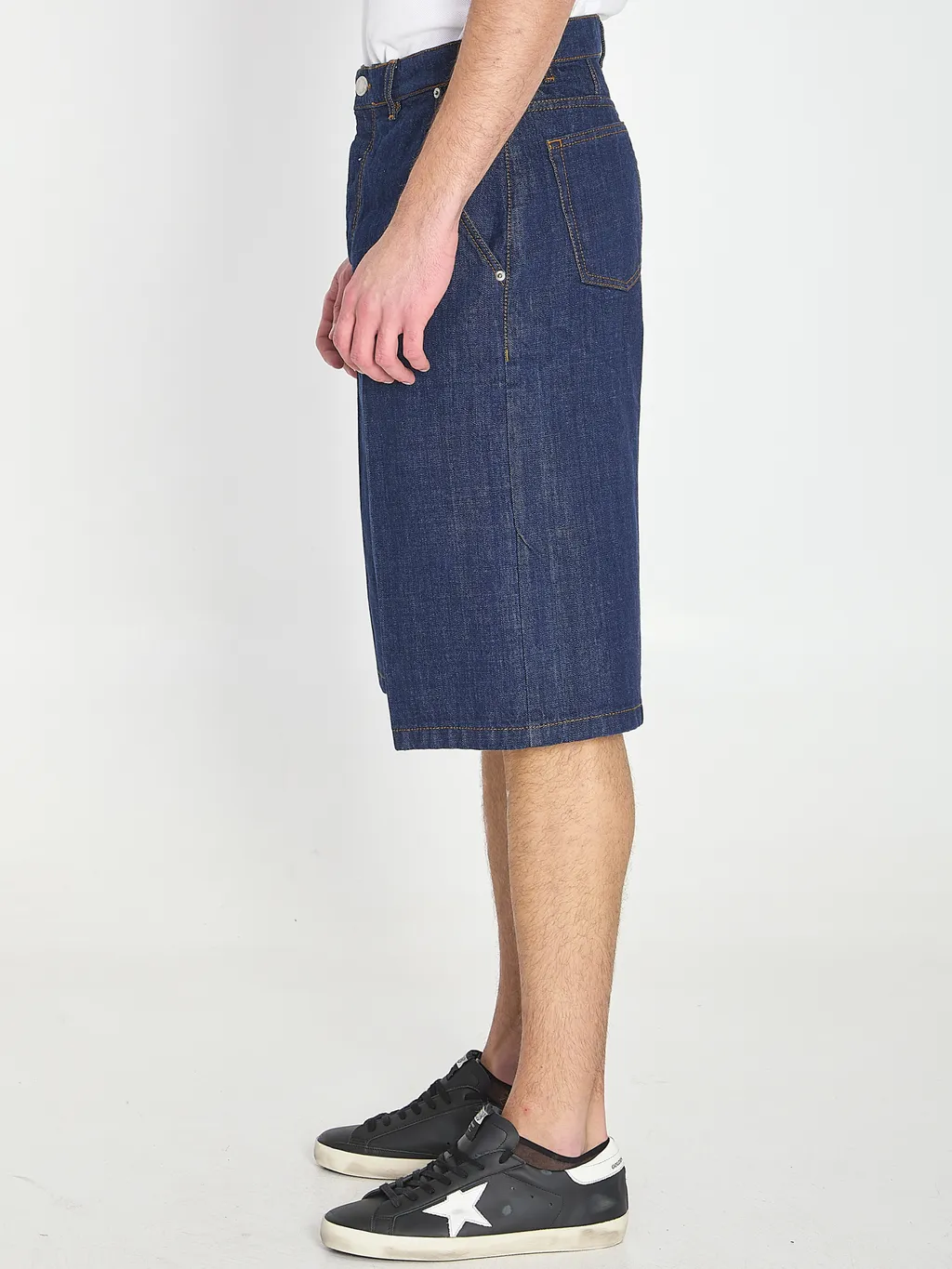 Ami Paris Pressed Crease Denim Bermuda Shorts
