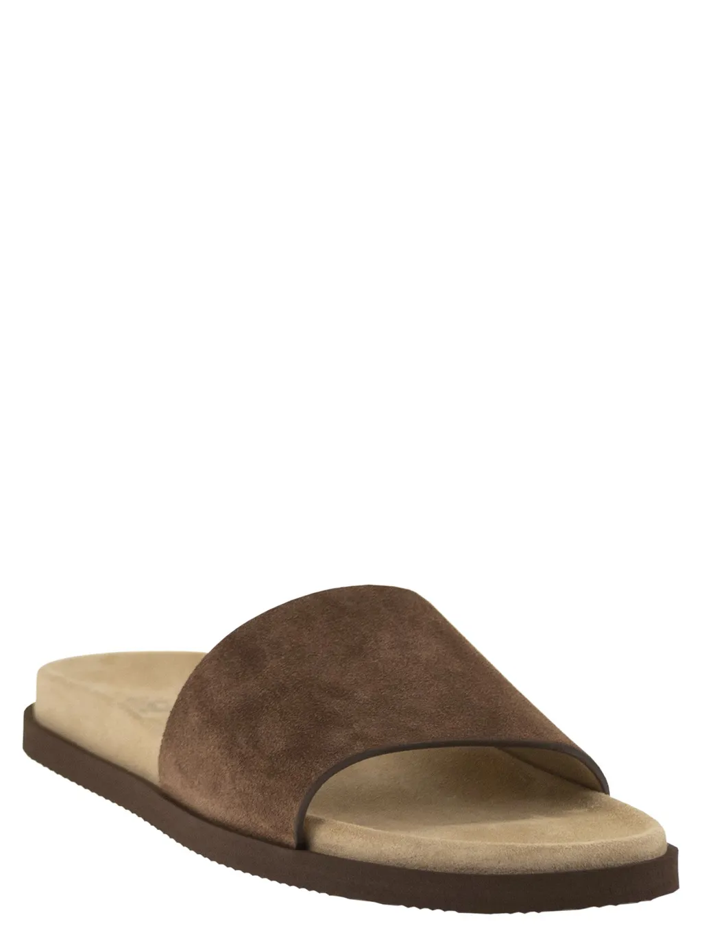Suede-Strap Flat Sandals