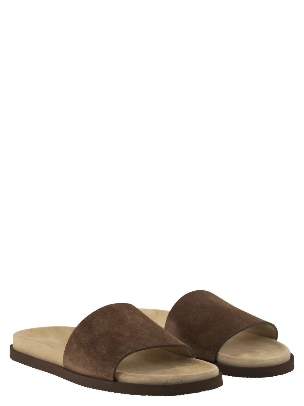 Suede-Strap Flat Sandals