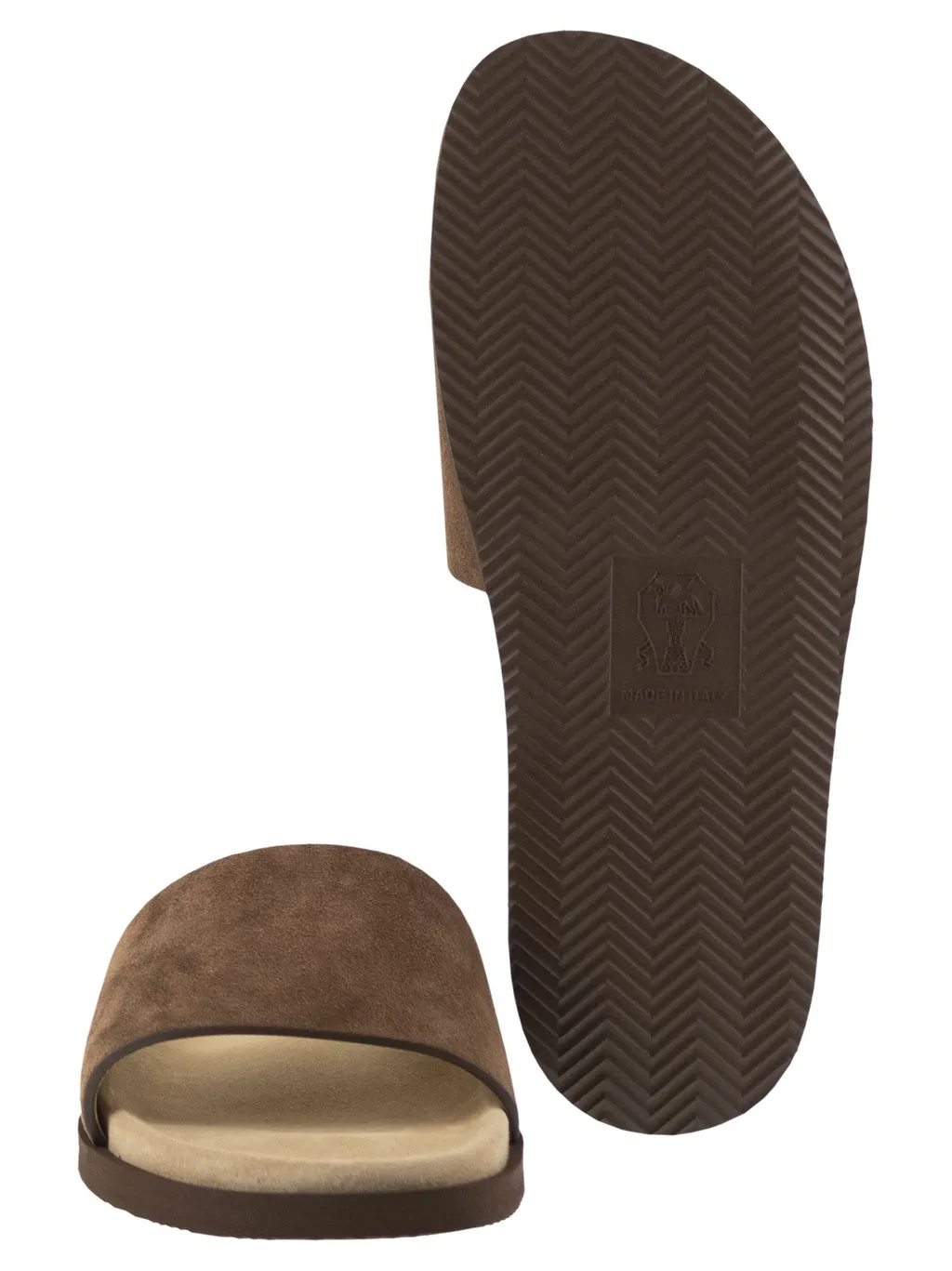 Suede-Strap Flat Sandals