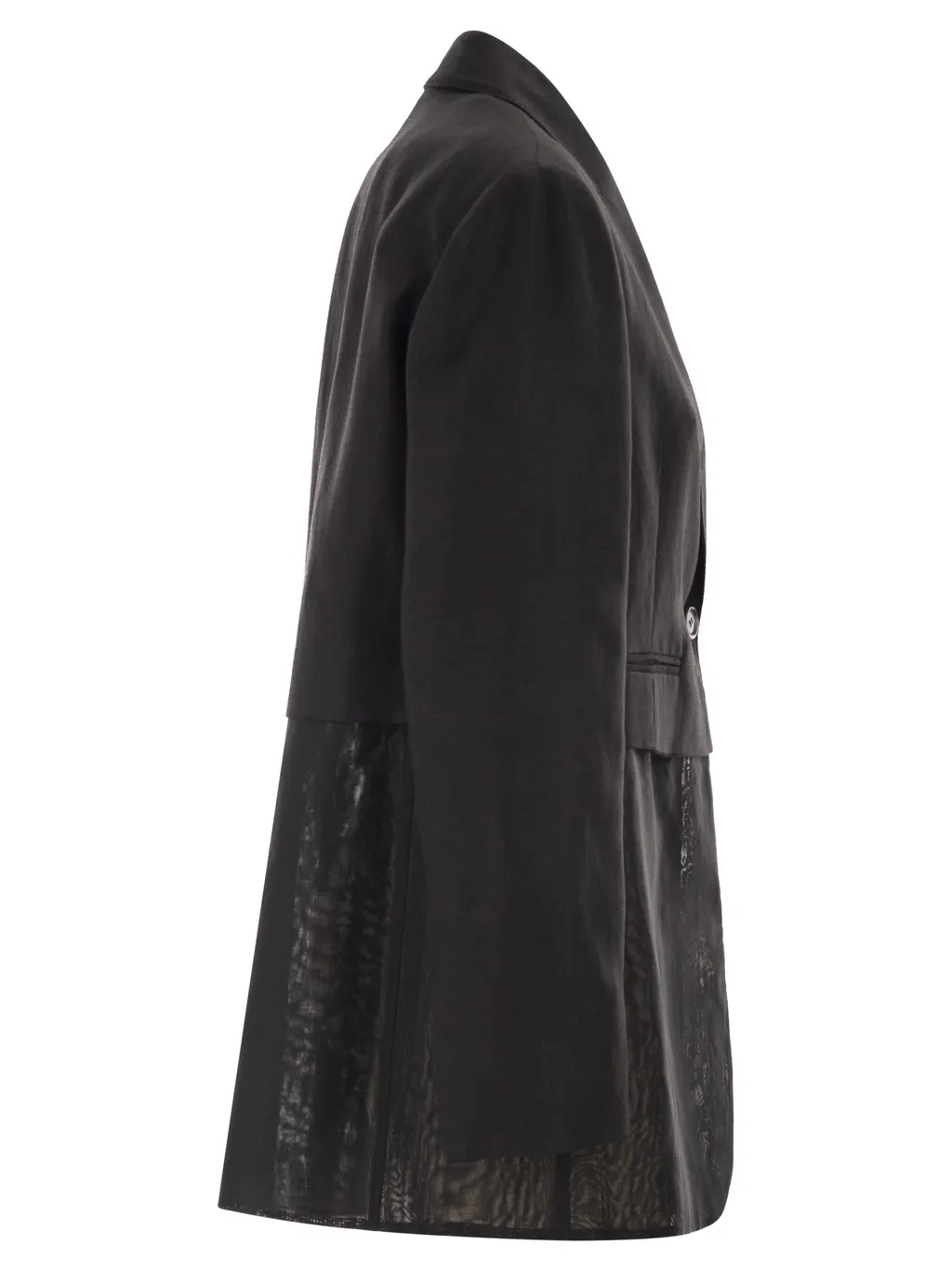 Transparent-Insert Single-Breasted Blazer