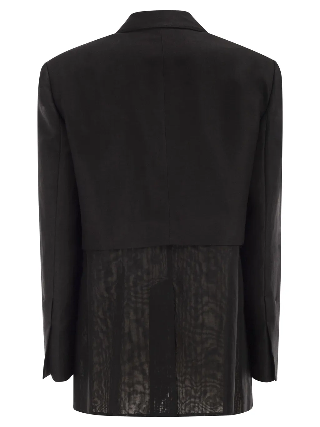 Transparent-Insert Single-Breasted Blazer