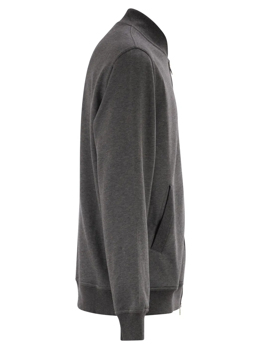 Zip Ribbed-Knit Sweatshirt