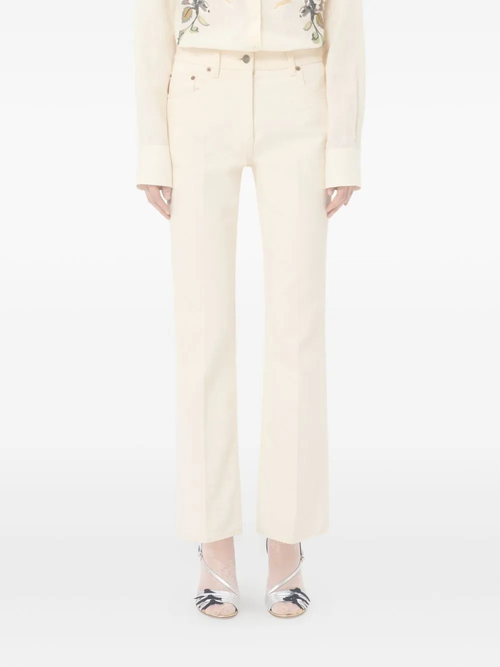 Valentino Logo Plaque Straight Leg Pants