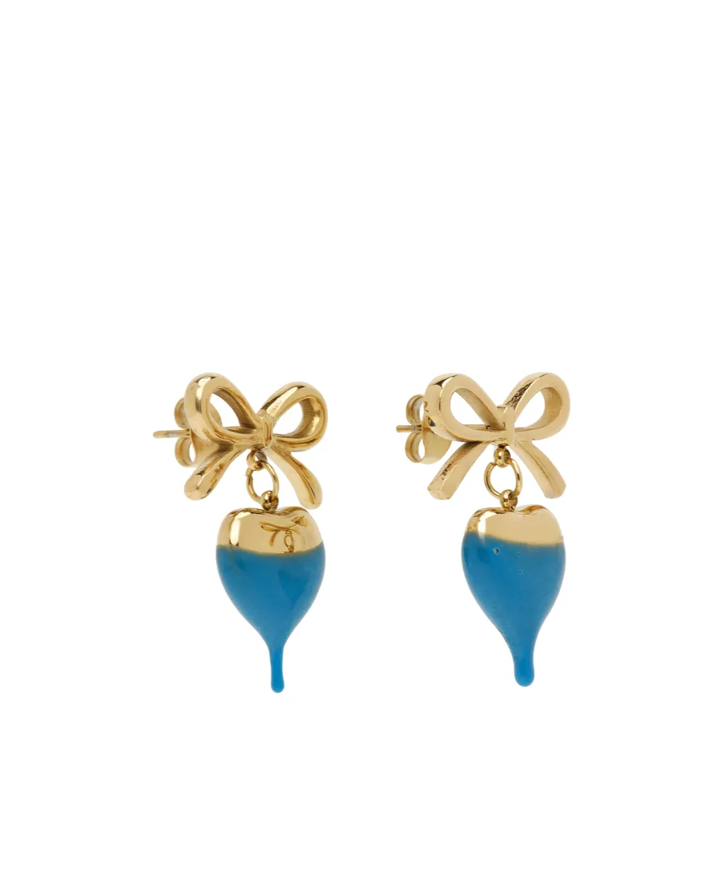 Dipped Bow Heart Earrings
