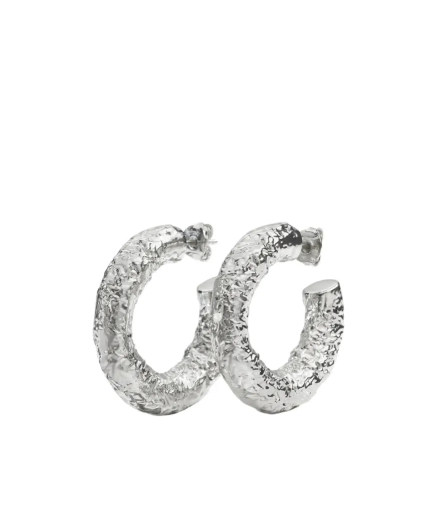 Tinfoil-Textured Hoop Earrings