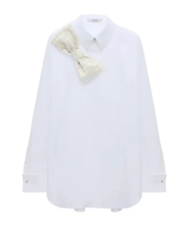 Poplin Shirt With Xl Sequin Bow