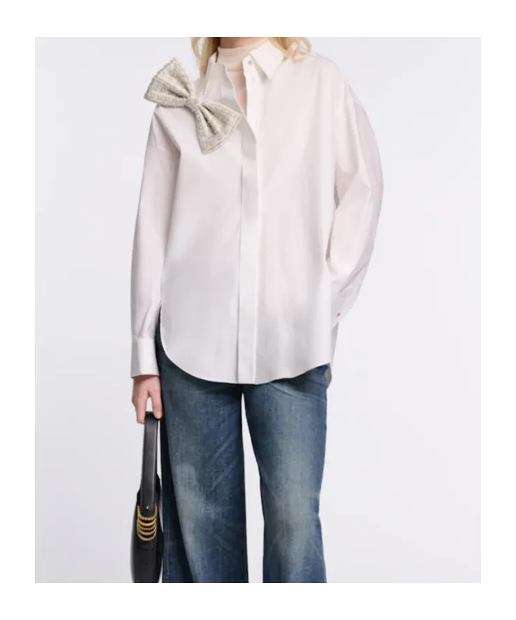 Poplin Shirt With Xl Sequin Bow