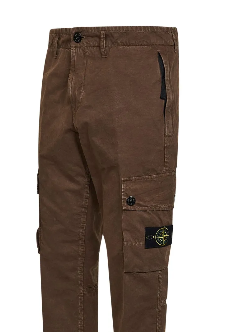 Stone Island Logo Patch Tapered Leg Trousers
