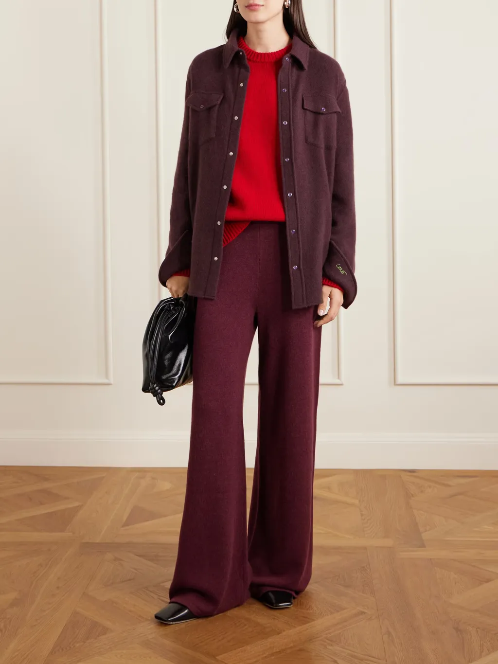 Juniper Cashmere Wide-Leg Casual Pants