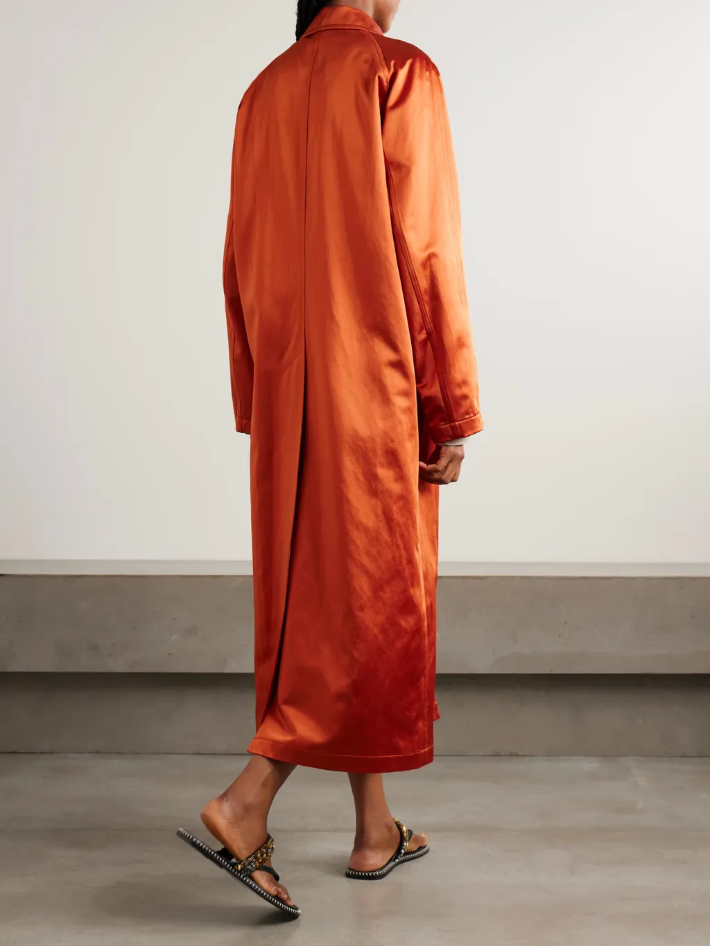 Cotton Blend Satin Coat