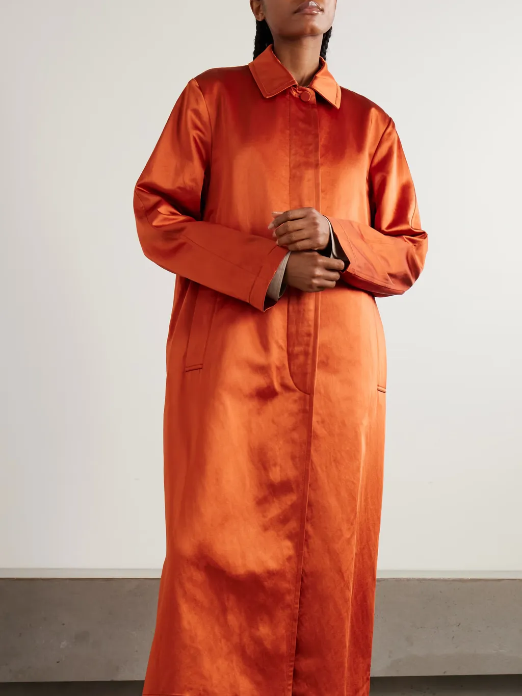 Cotton Blend Satin Coat